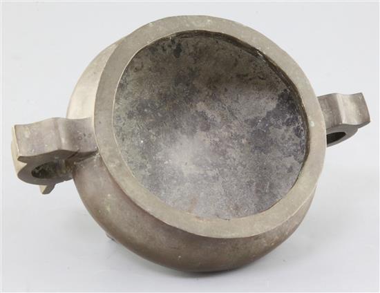 A Chinese bronze ding censer, probably 19th century, width 23.5cm